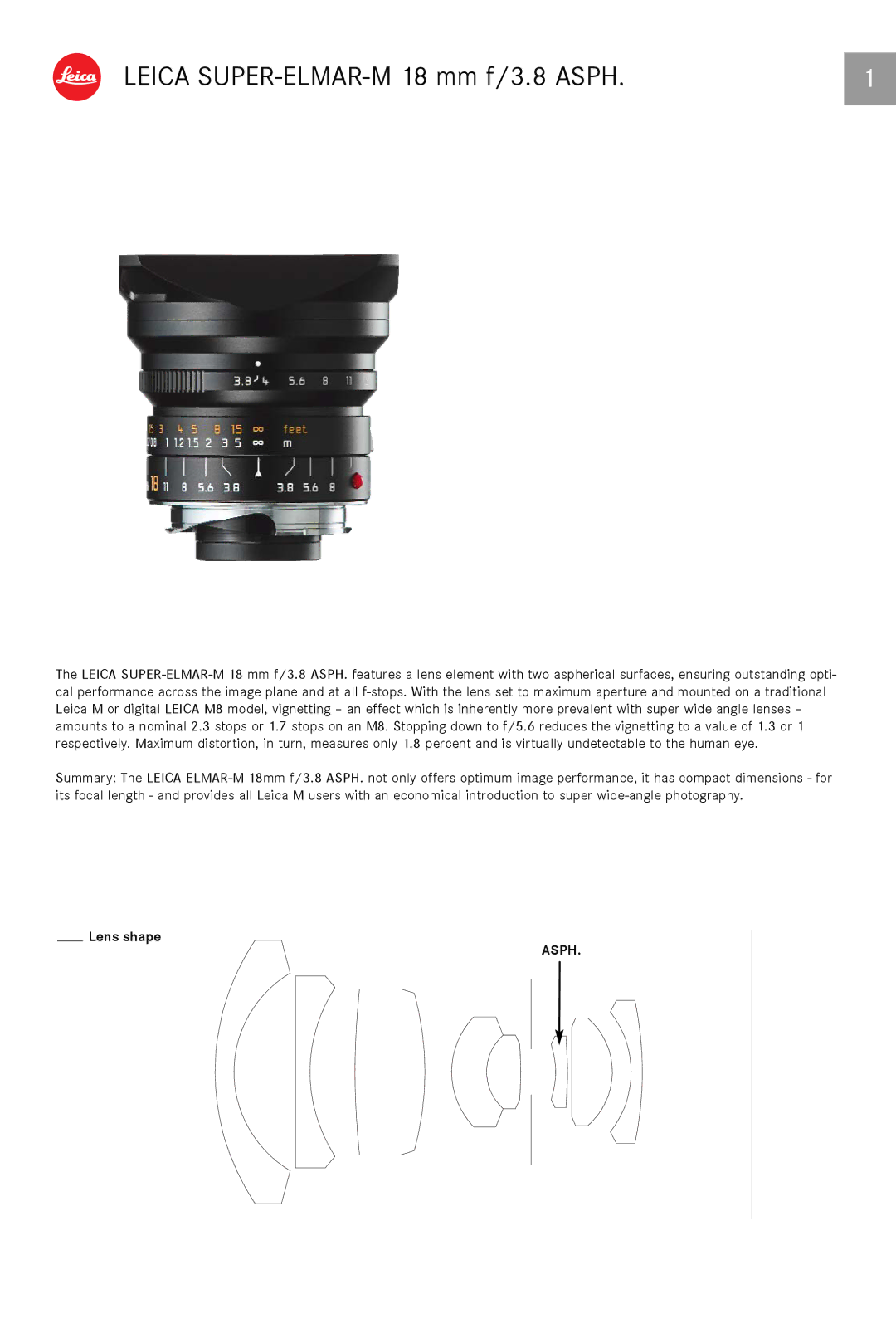 Leica 11649 dimensions Leica SUPER-ELMAR-M 18 mm f/3.8 Asph 