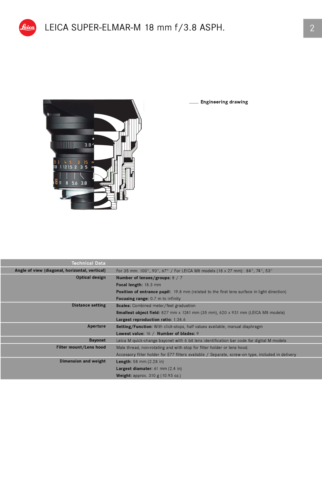 Leica 11649 dimensions Technical Data 