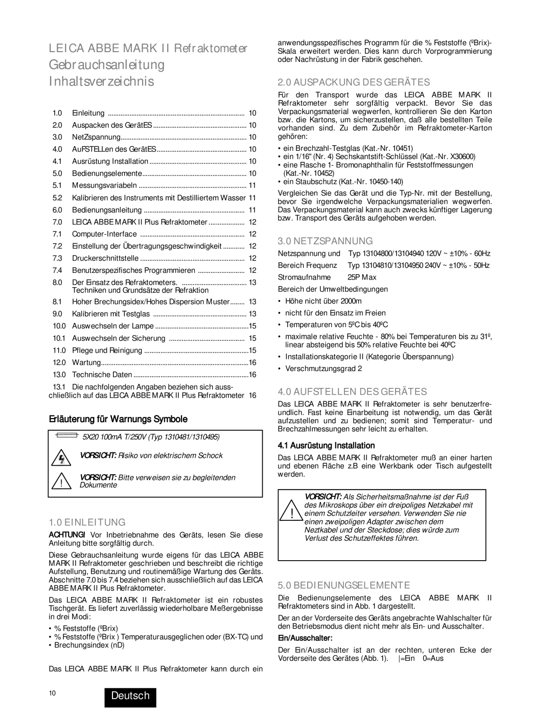 Leica 13104950, 13104810, 13104940, 13104800 instruction manual 10Deutsch 