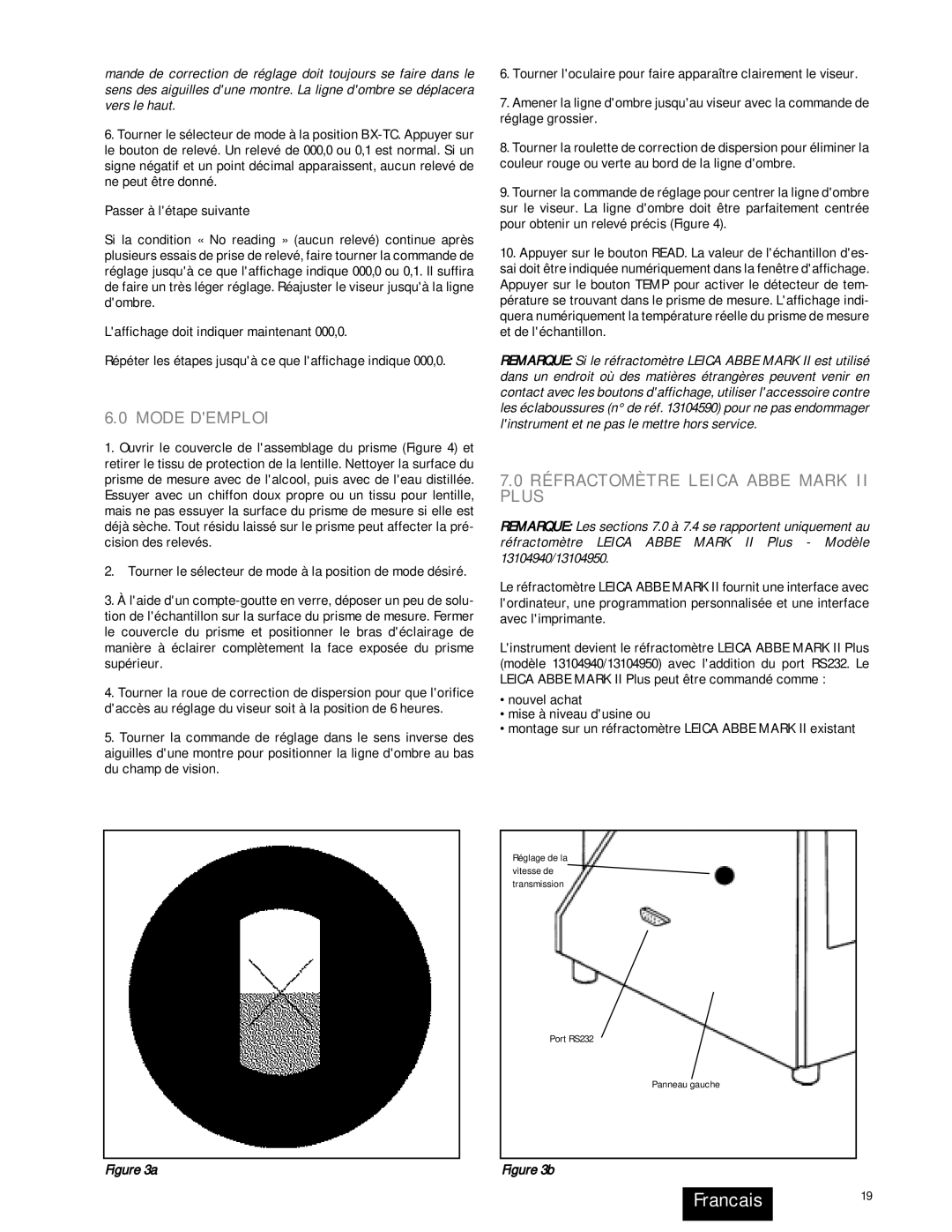 Leica 13104800, 13104810, 13104940, 13104950 Francais19, Mode Demploi, Réfractomètre Leica Abbe Mark II Plus 