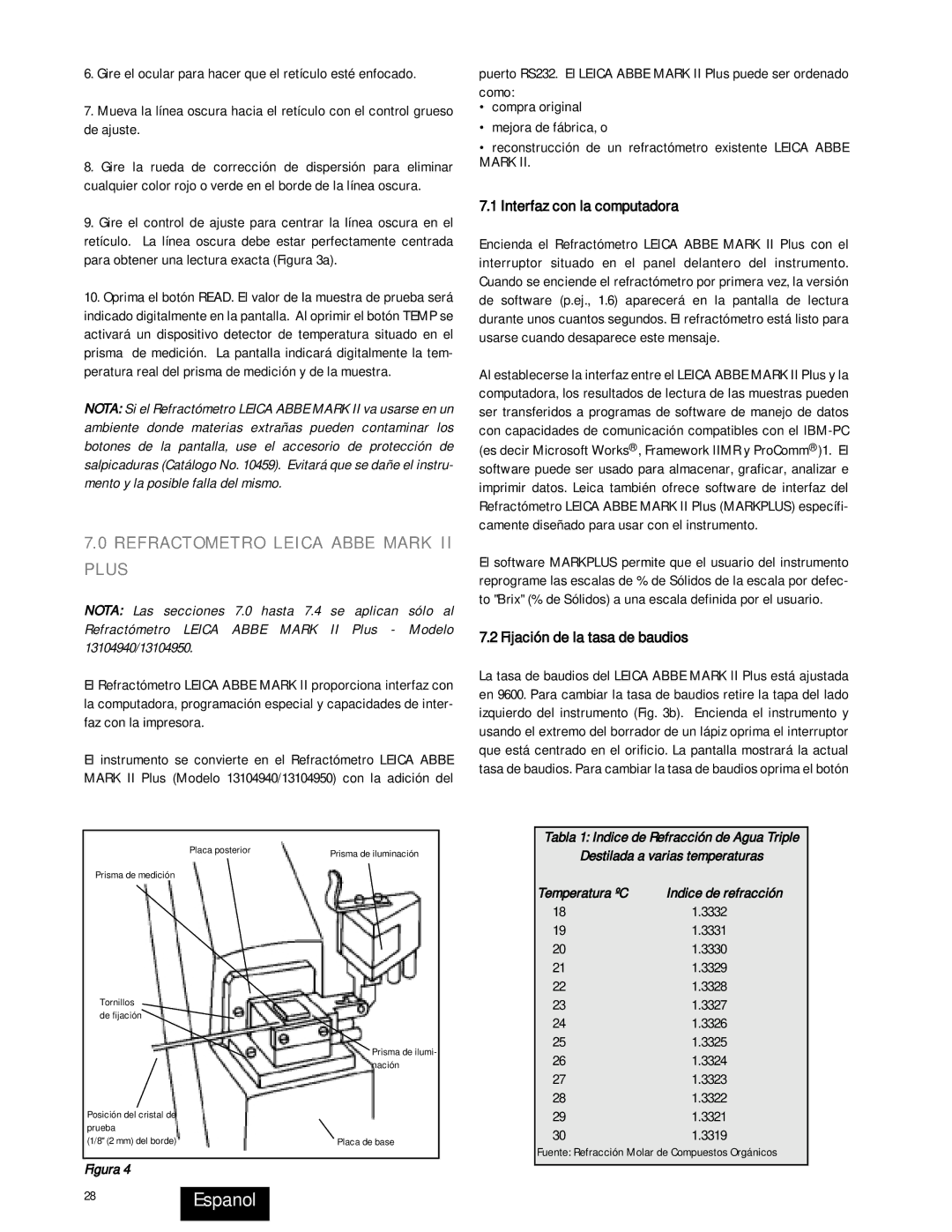 Leica 13104810, 13104940, 13104950, 13104800 28Espanol, Refractometro Leica Abbe Mark II Plus, Interfaz con la computadora 