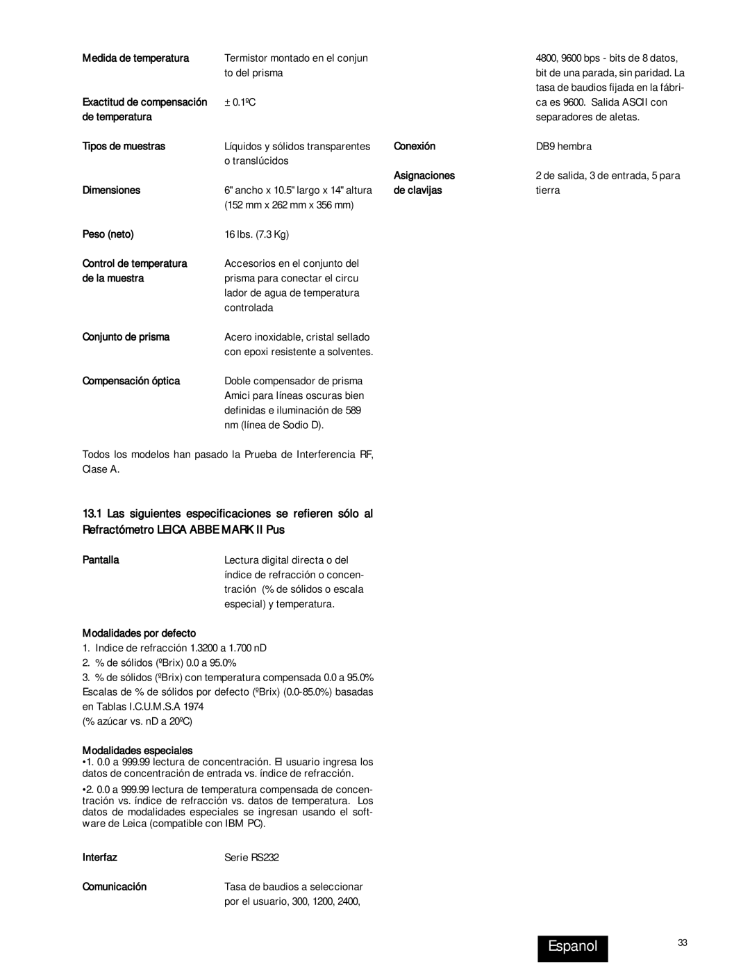 Leica 13104940, 13104810, 13104950, 13104800 instruction manual Espanol33 