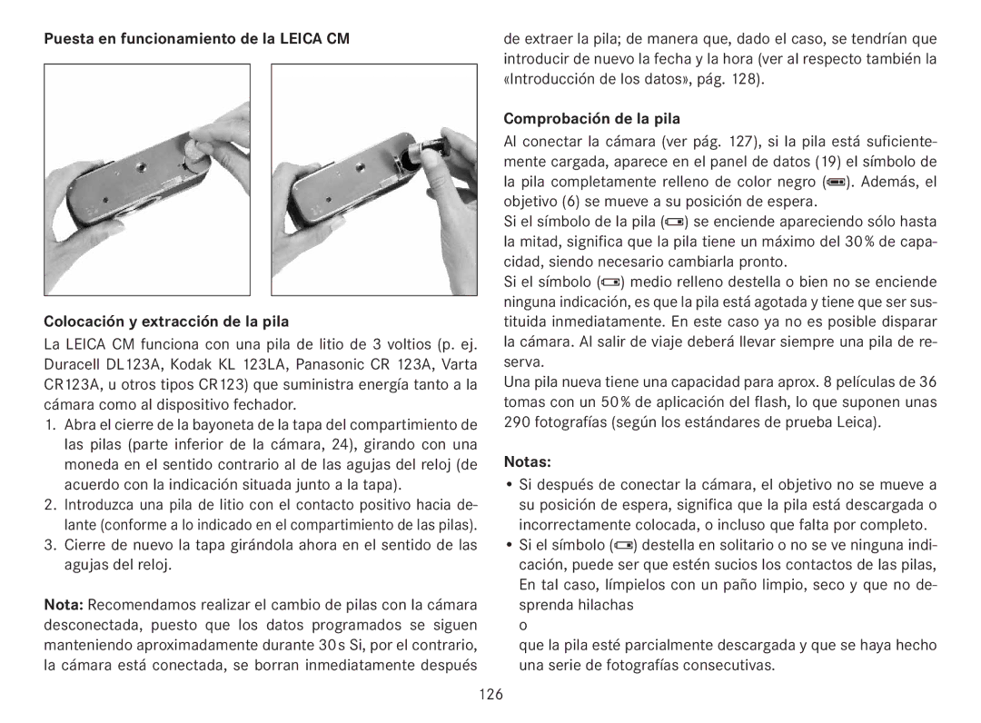 Leica 18141 manual Comprobación de la pila, Notas 