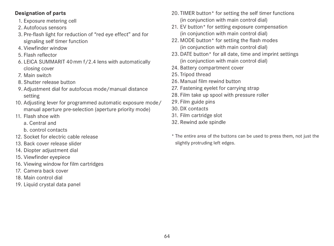 Leica 18141 manual Designation of parts 