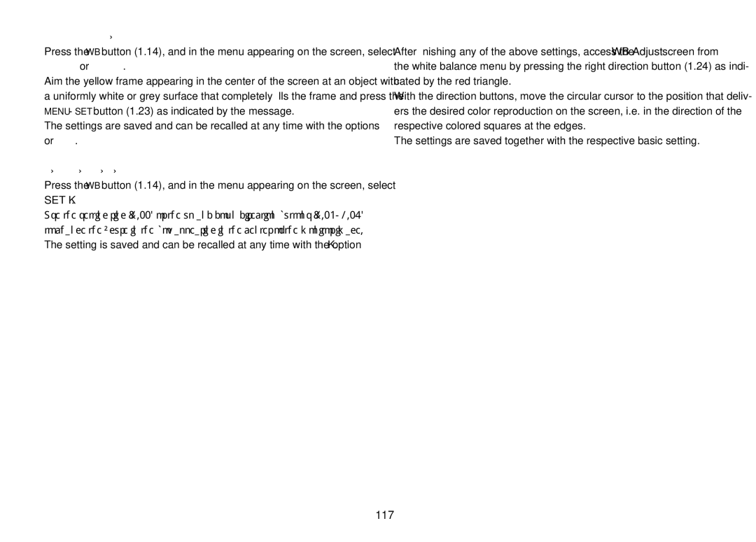 Leica 18452, 18450 117, Manual setting by metering, Direct color temperature setting, Fine-tuning white balance settings 