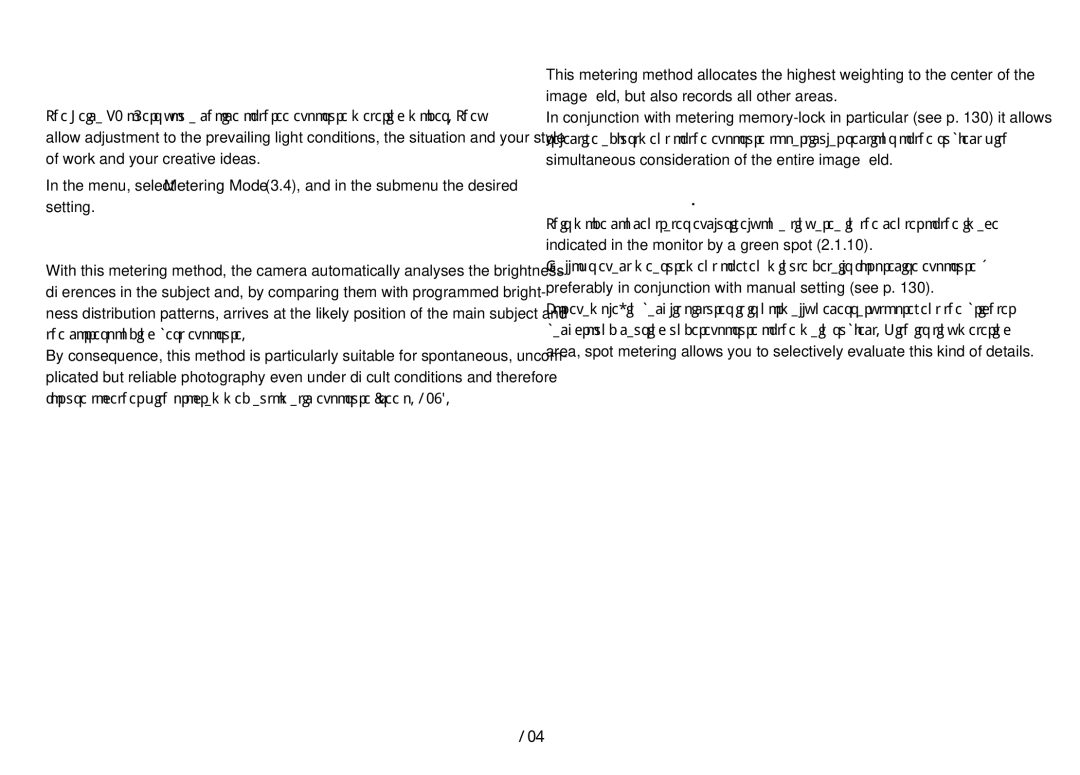 Leica 18450 126, Exposure metering and control Exposure metering modes, Multi-field metering, Center-weighted metering 