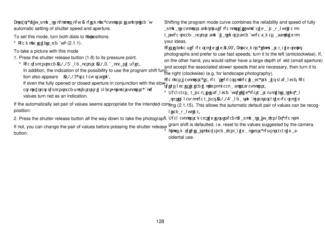 Leica 18450, 18452 128, Programmed automatic exposure, Tion also appears 2.1.15, see next section, Shifting program mode 