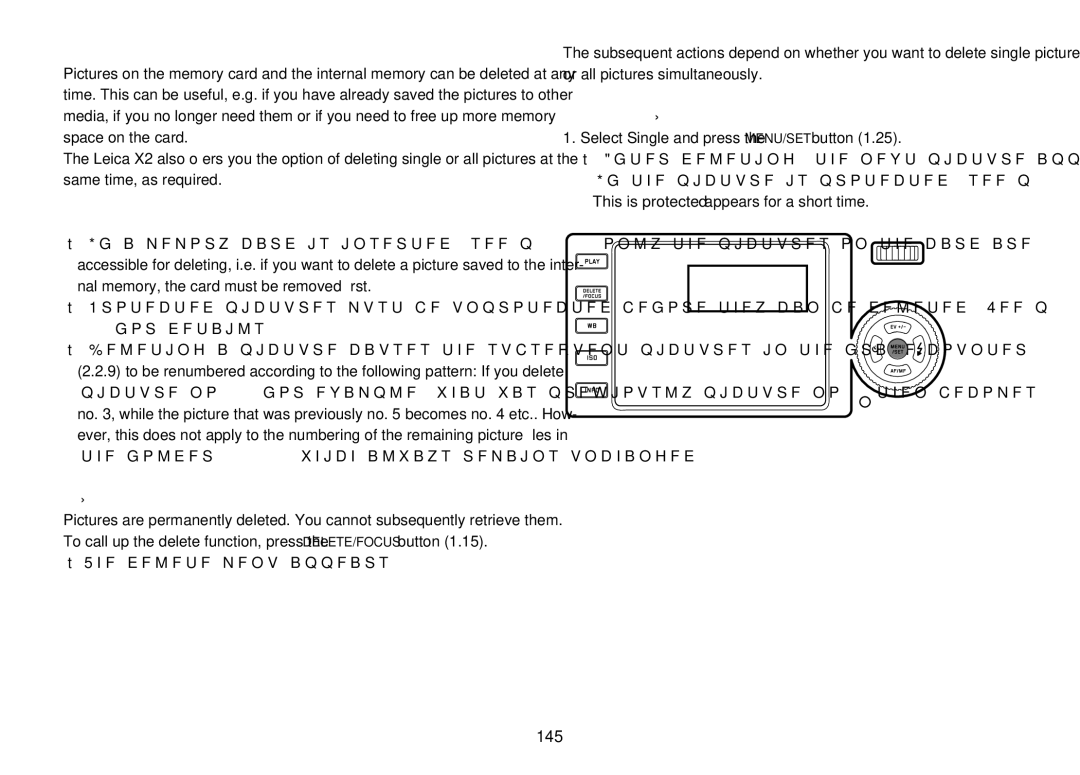 Leica 18452, 18450 manual 145, Deleting single pictures, This is protected appears for a short time 
