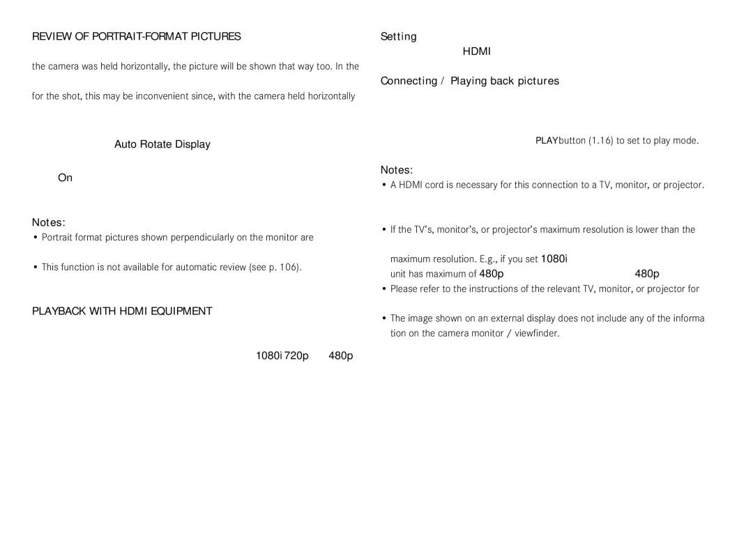 Leica 18450 148, Review of Portrait-format pictures, Playback with Hdmi equipment, Connecting / Playing back pictures 