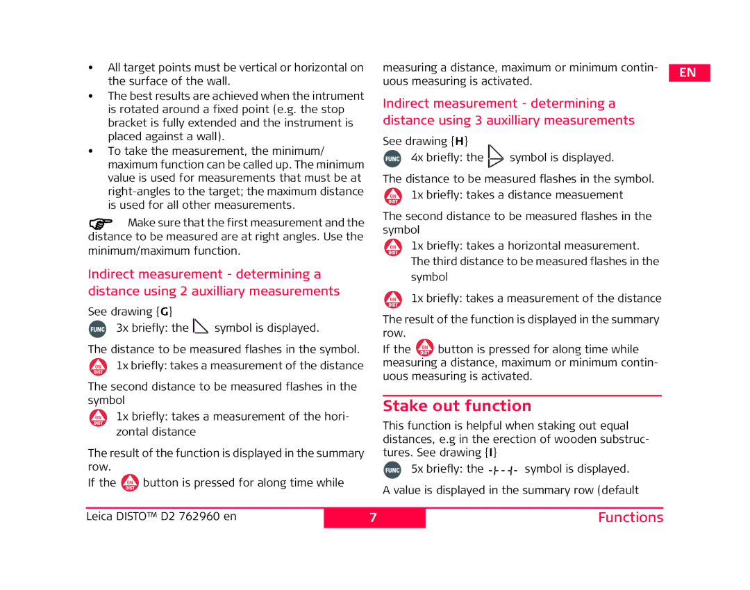 Leica 762960 manual Stake out function 