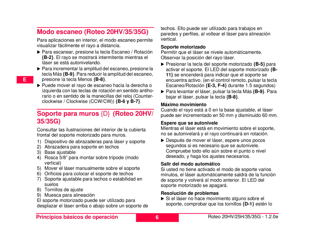 Leica 772787, 784100 user manual Modo escaneo Roteo 20HV/35/35G 