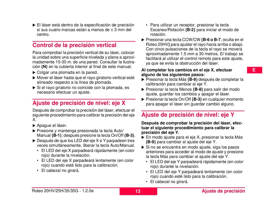 Leica 784100, 772787 user manual Control de la precisión vertical, Ajuste de precisión de nivel eje Y 