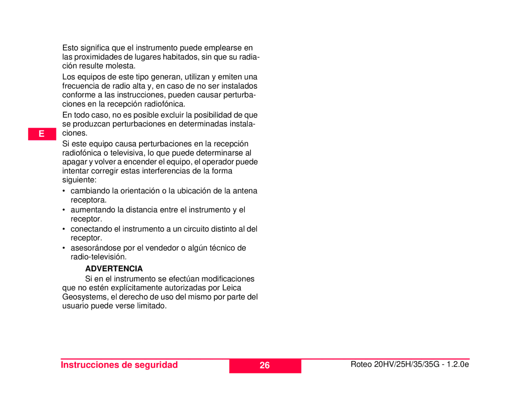 Leica 772787, 784100 user manual Instrucciones de seguridad 