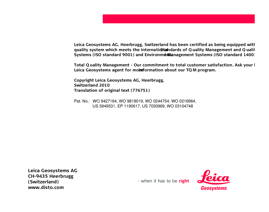 Leica 776748 user manual 