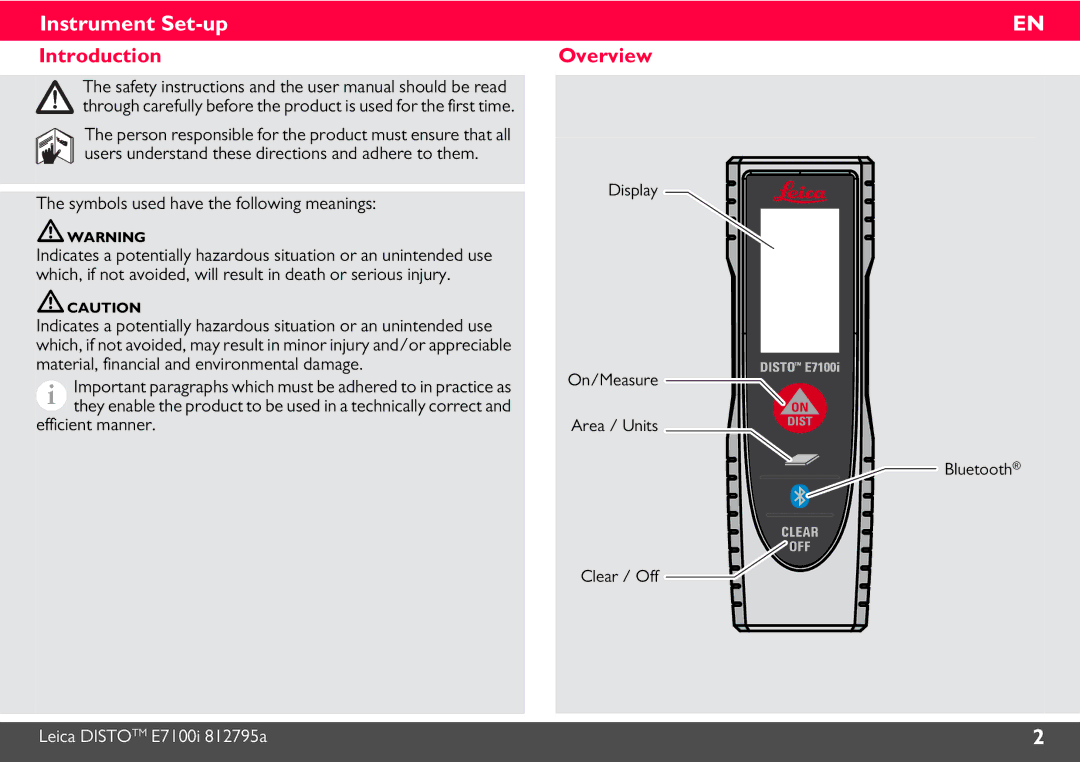 Leica 812806 manual Instrument Set-up, Introduction, Overview 