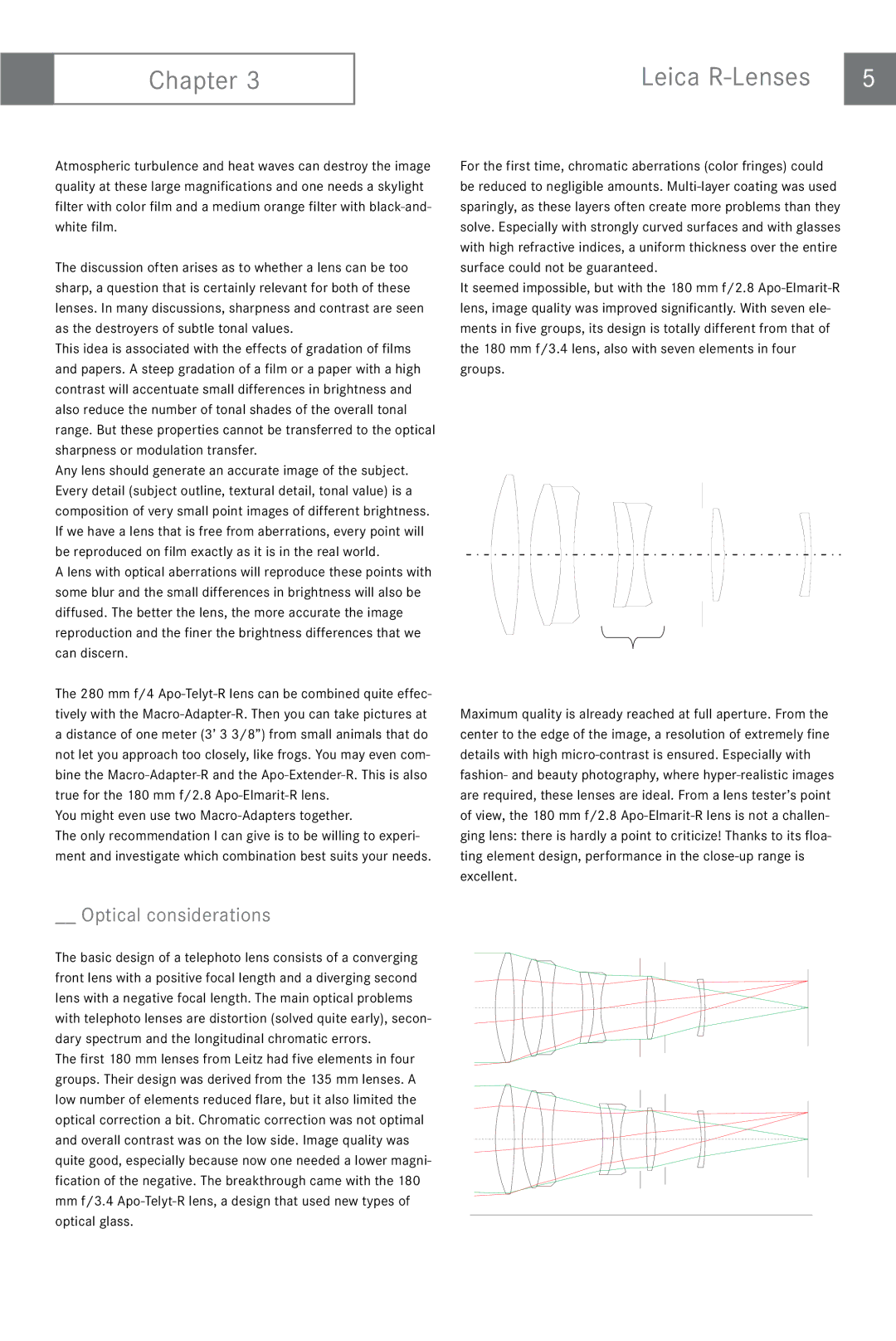 Leica APO-TELYT-R, APO-ELMARIT-R manual Optical considerations, You might even use two Macro-Adapters together 