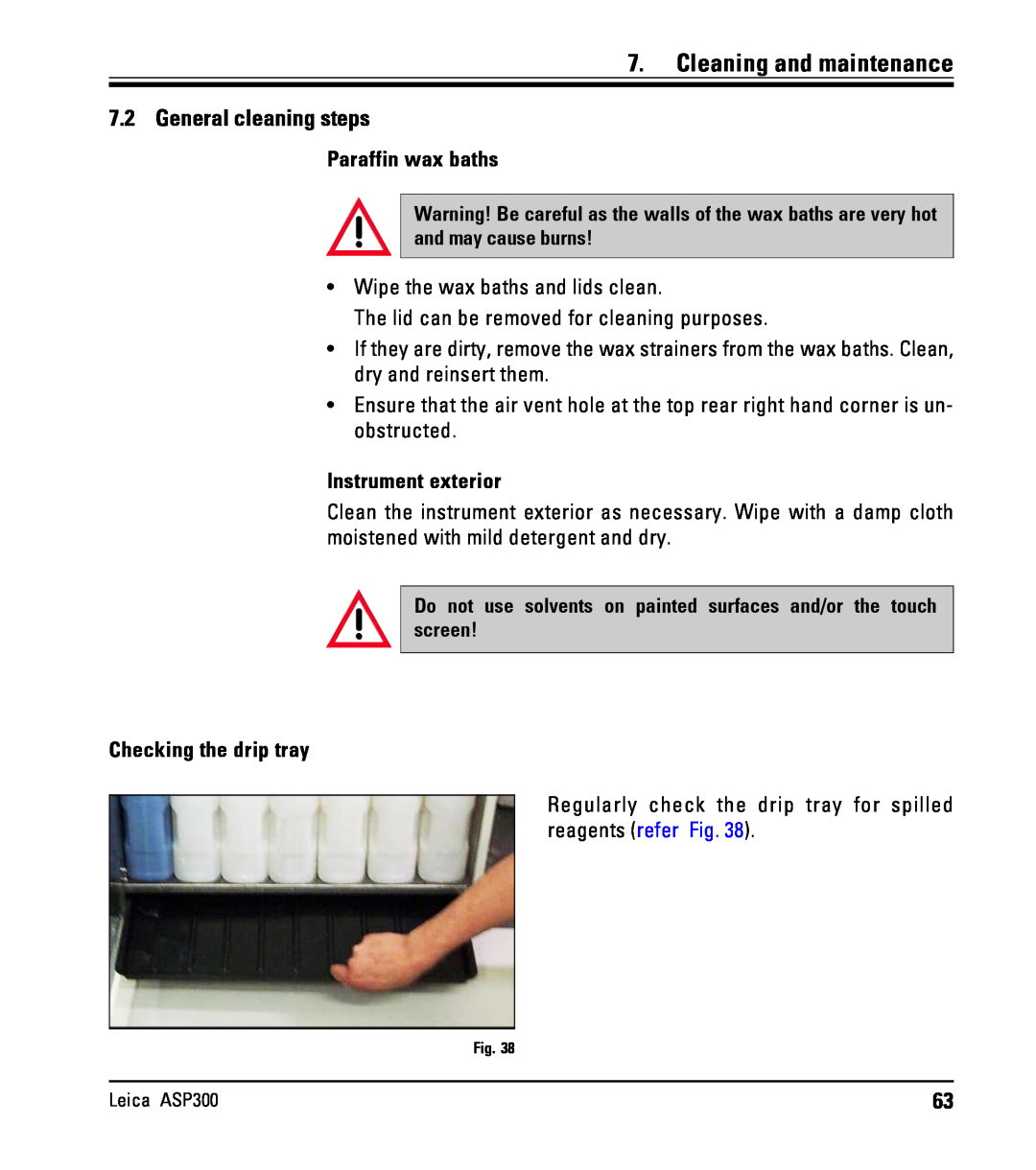 Leica ASP300 instruction manual General cleaning steps, Cleaning and maintenance 