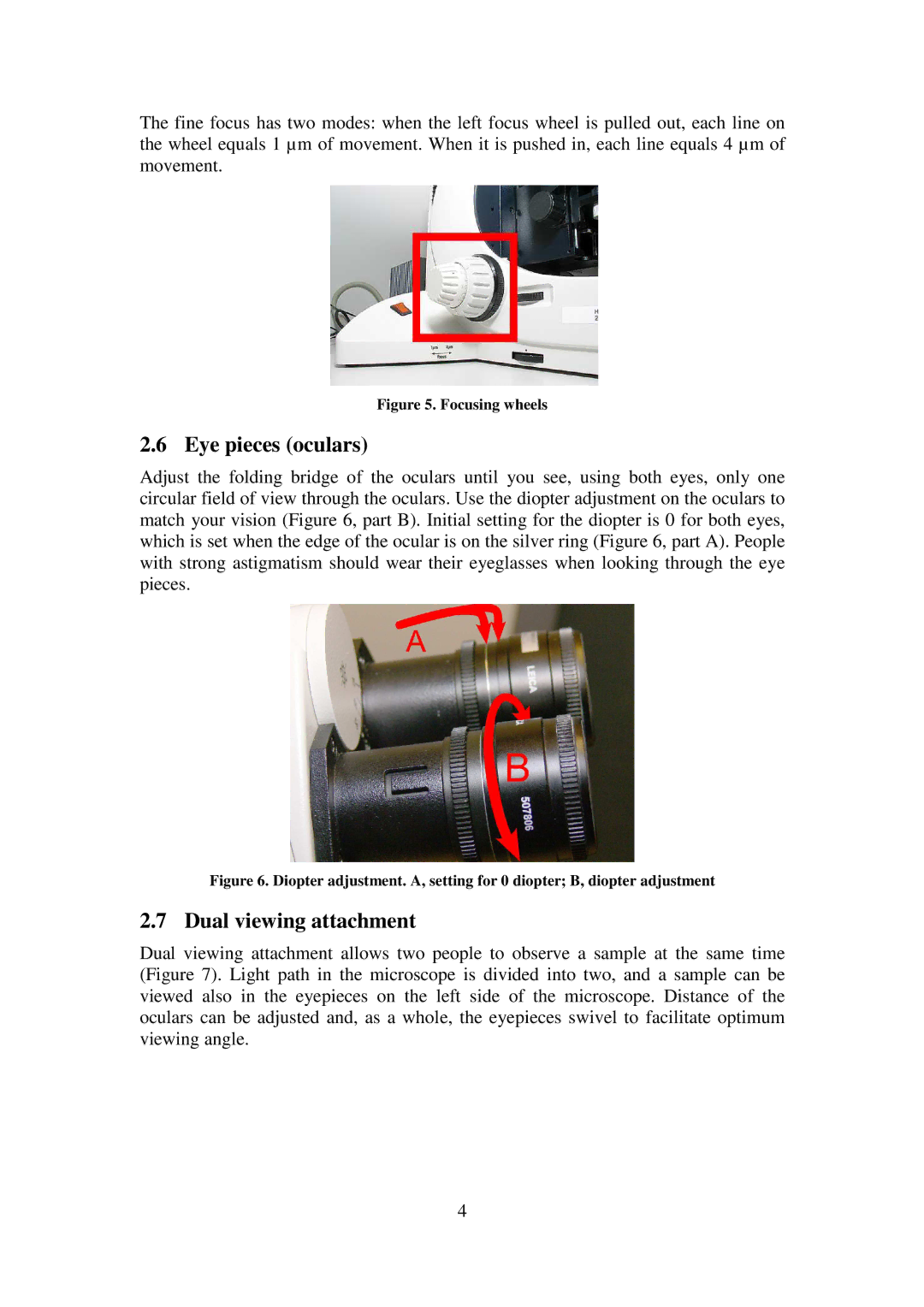 Leica B523 manual Eye pieces oculars, Dual viewing attachment 