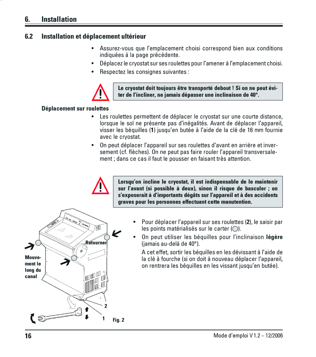 Leica CM1900UV manual Installation et déplacement ultérieur 