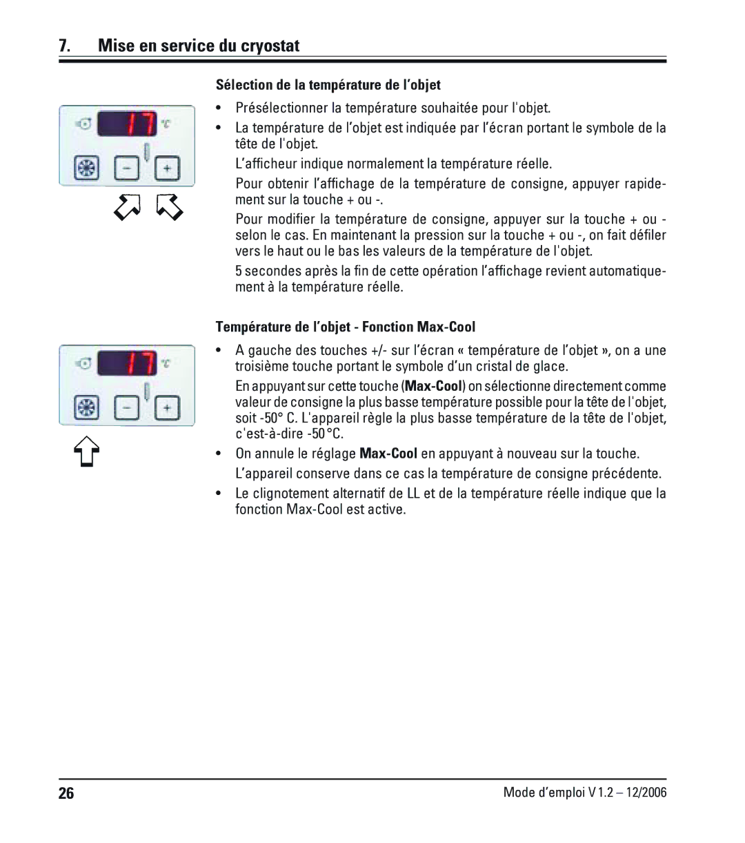 Leica CM1900UV manual Mise en service du cryostat 