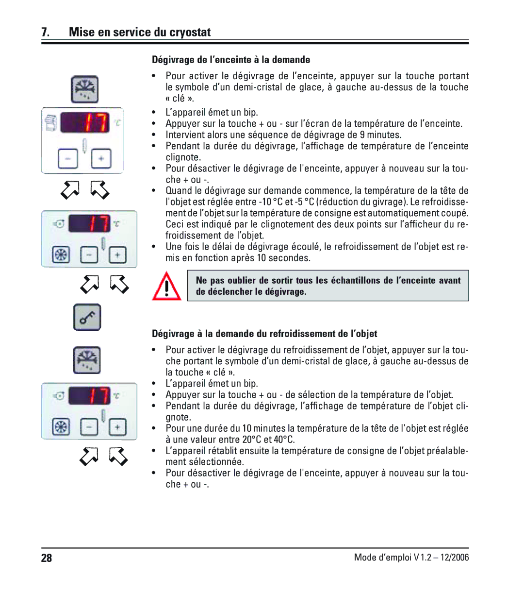 Leica CM1900UV manual Mise en service du cryostat 