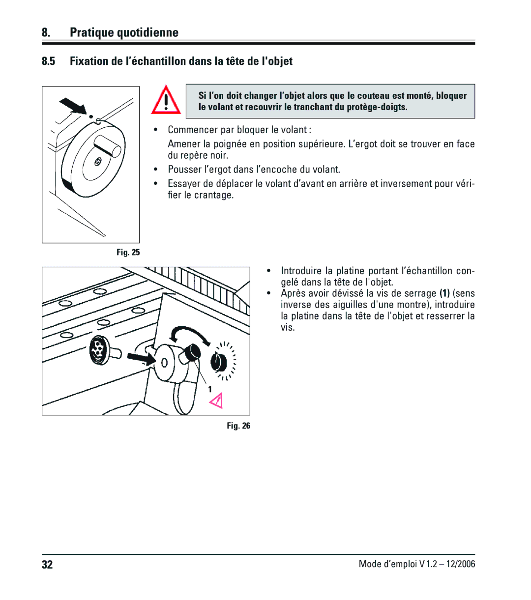 Leica CM1900UV manual Fixation de l’échantillon dans la tête de lobjet 