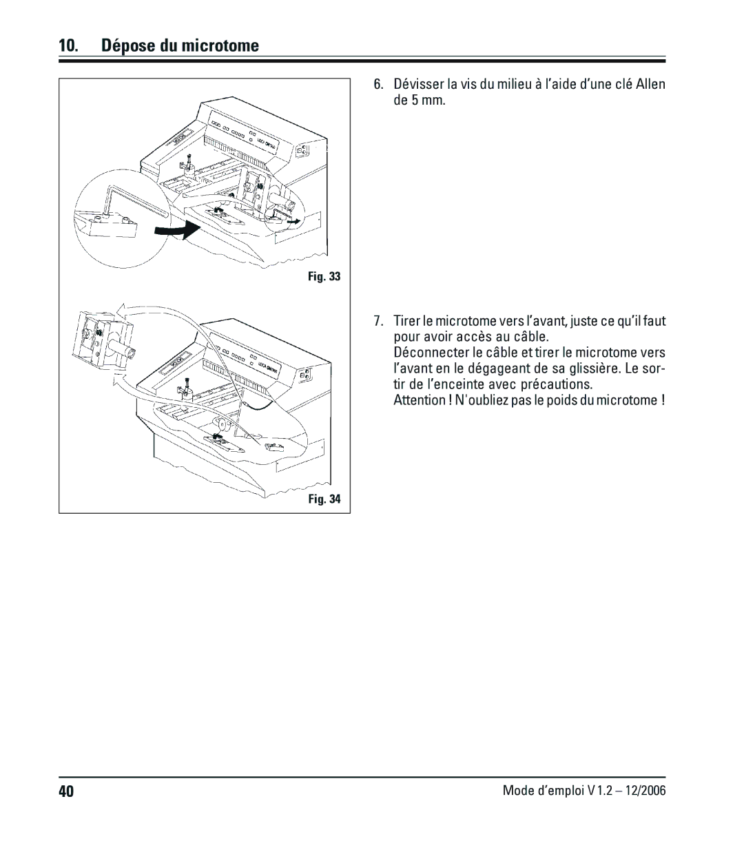 Leica CM1900UV manual 10. Dépose du microtome 