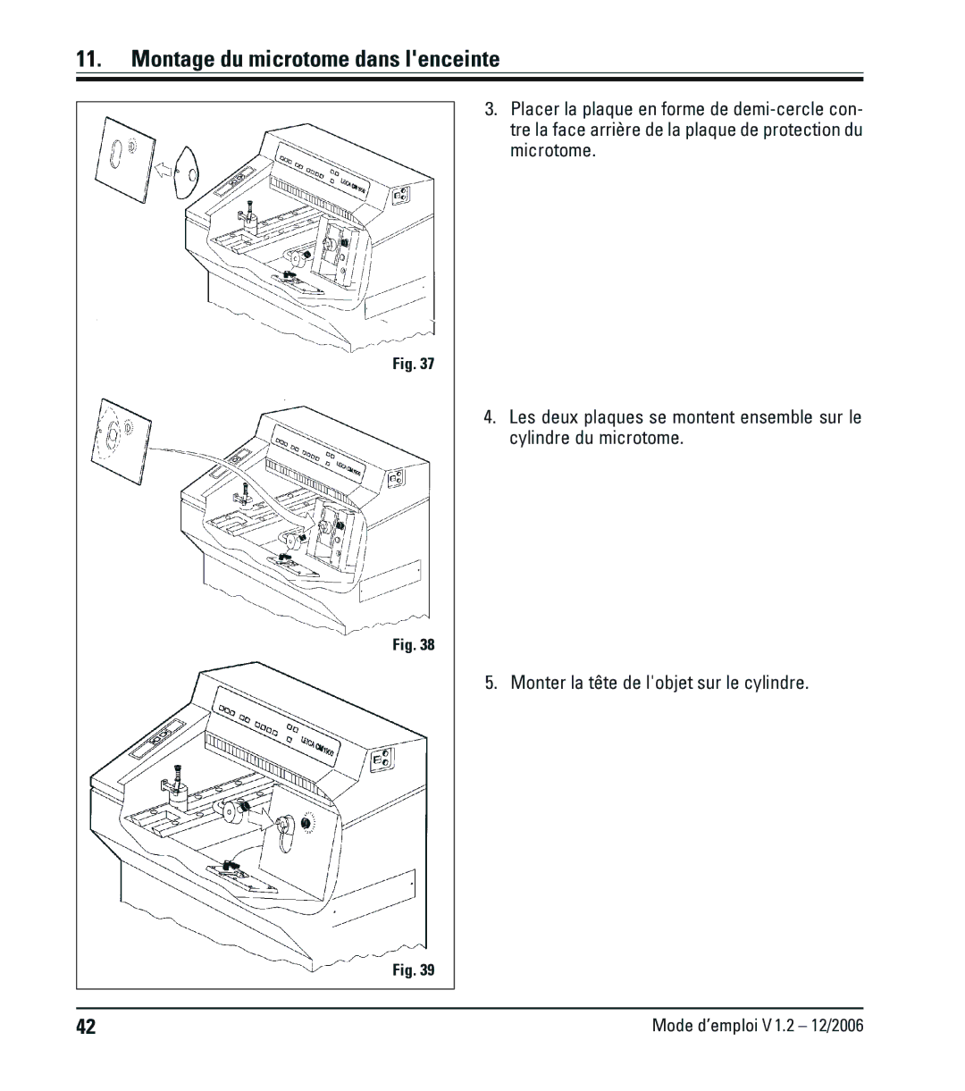 Leica CM1900UV manual Montage du microtome dans lenceinte 