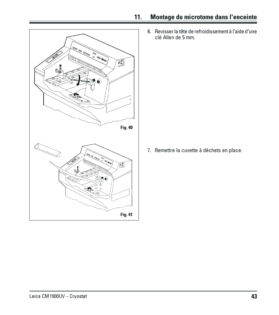 Leica CM1900UV manual Montage du microtome dans lenceinte 
