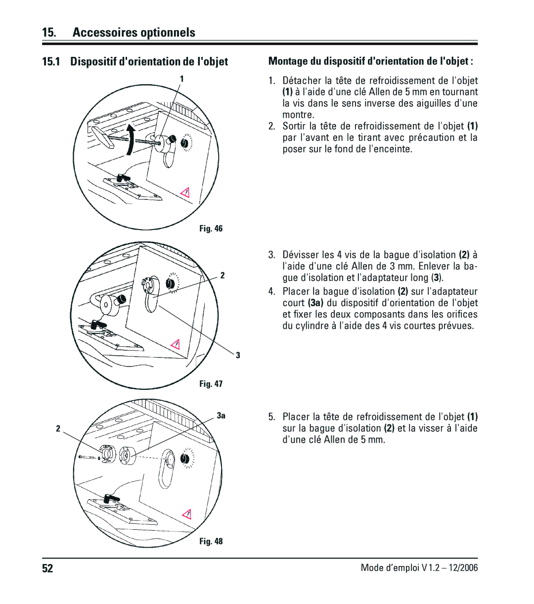 Leica CM1900UV manual Accessoires optionnels, Dispositif dorientationde lobjet, Gue disolation et ladaptateur long 