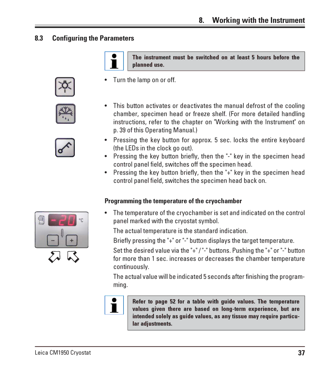 Leica CM1950 manual Configuring the Parameters 