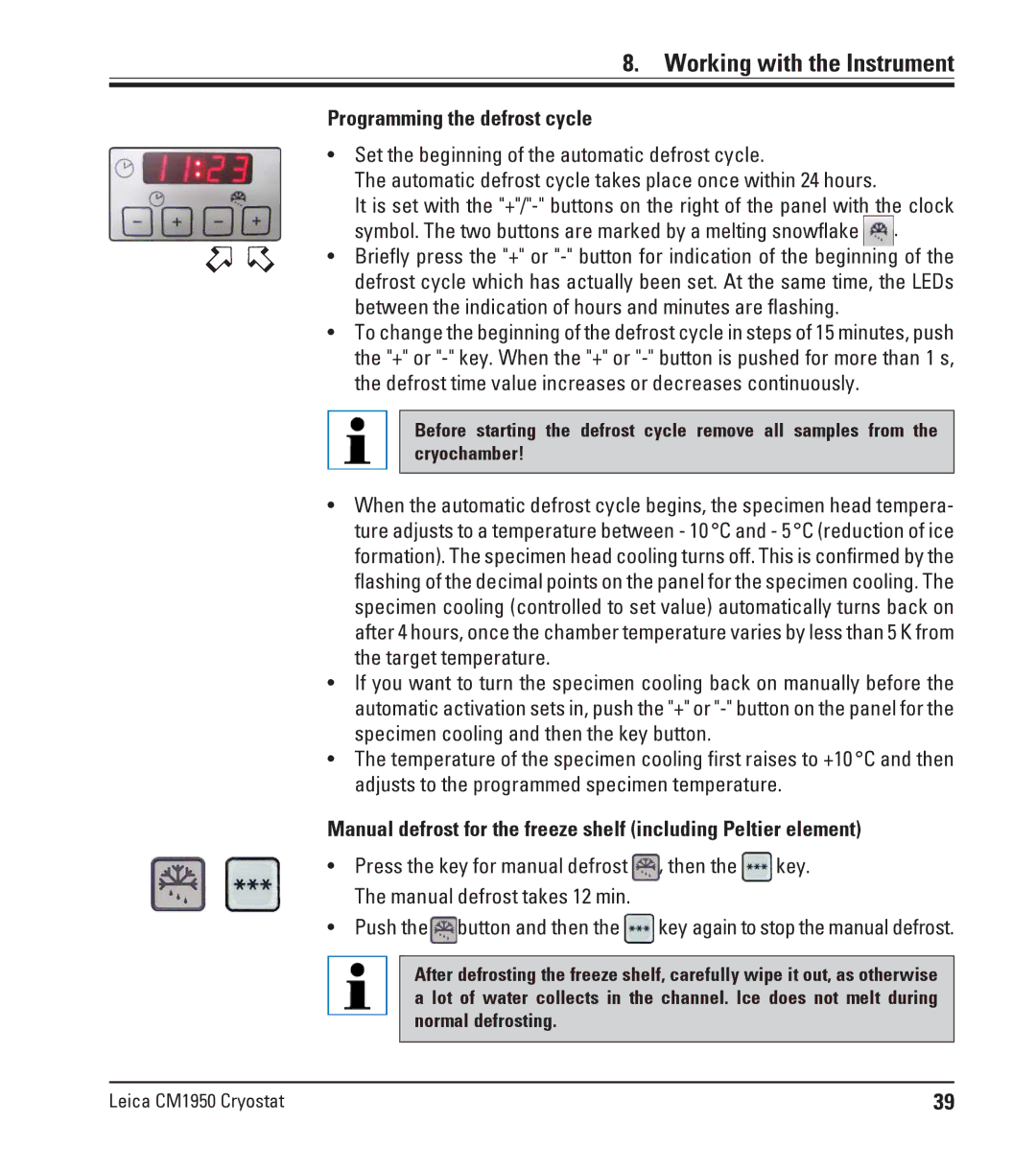 Leica CM1950 manual Working with the Instrument 