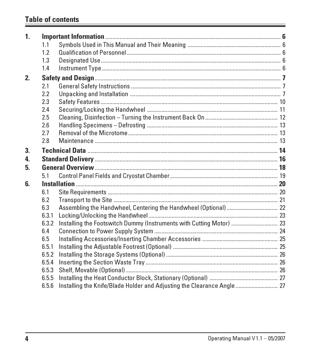 Leica CM1950 manual Table of contents 