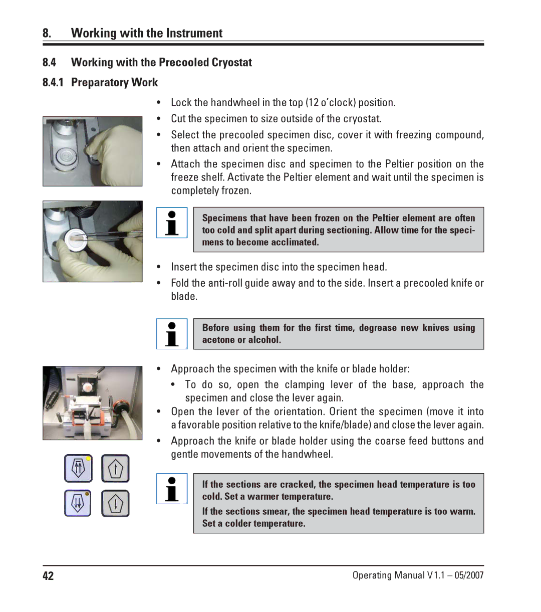 Leica CM1950 manual Working with the Precooled Cryostat 8.4.1 Preparatory Work 