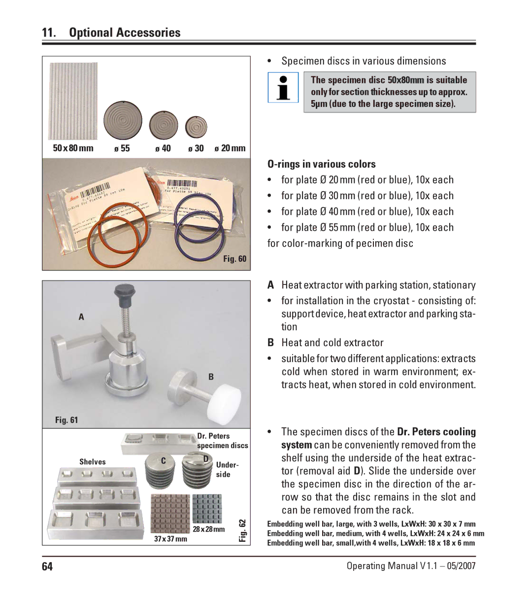 Leica CM1950 manual Specimen discs in various dimensions 