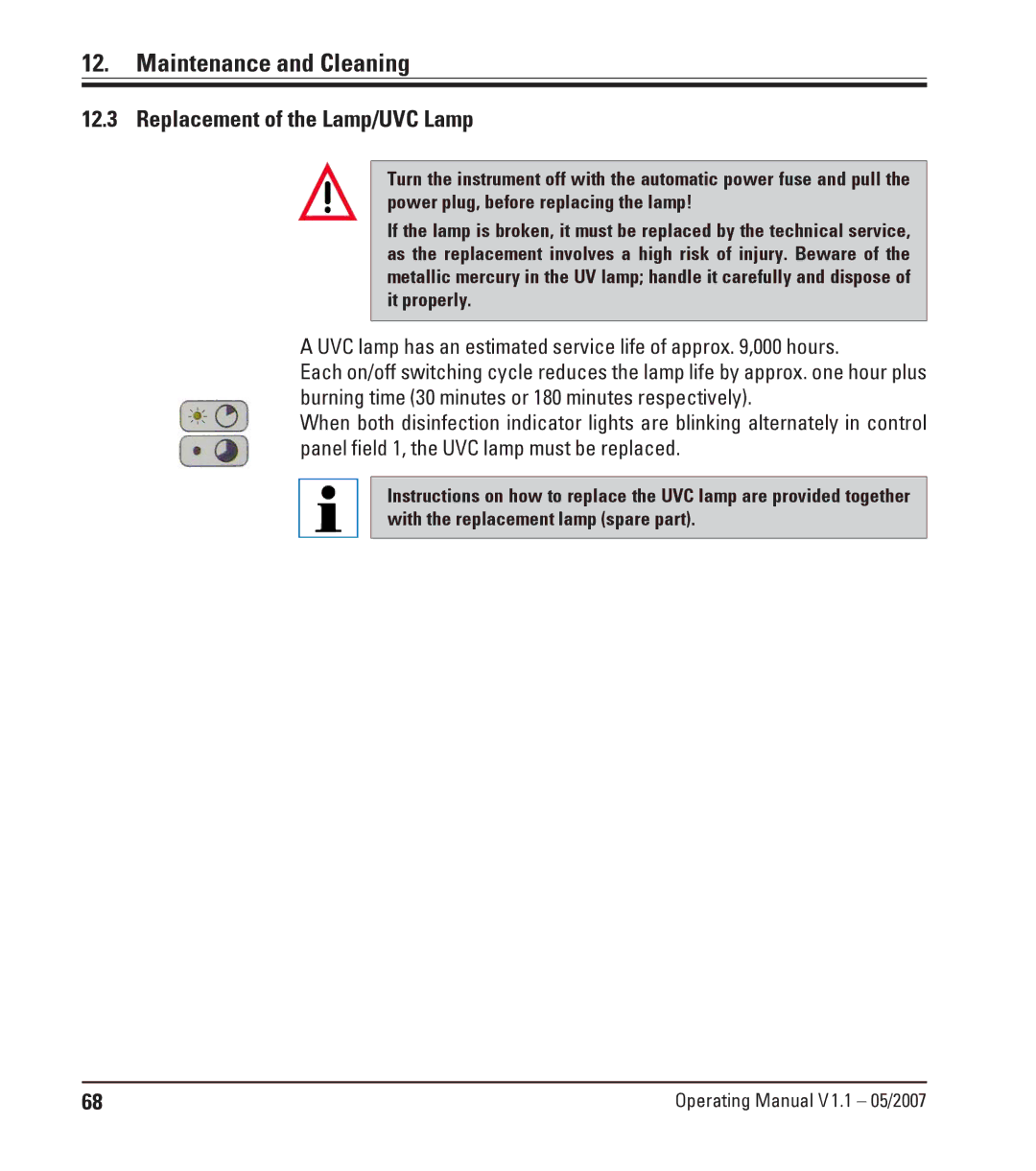 Leica CM1950 manual Replacement of the Lamp/UVC Lamp 