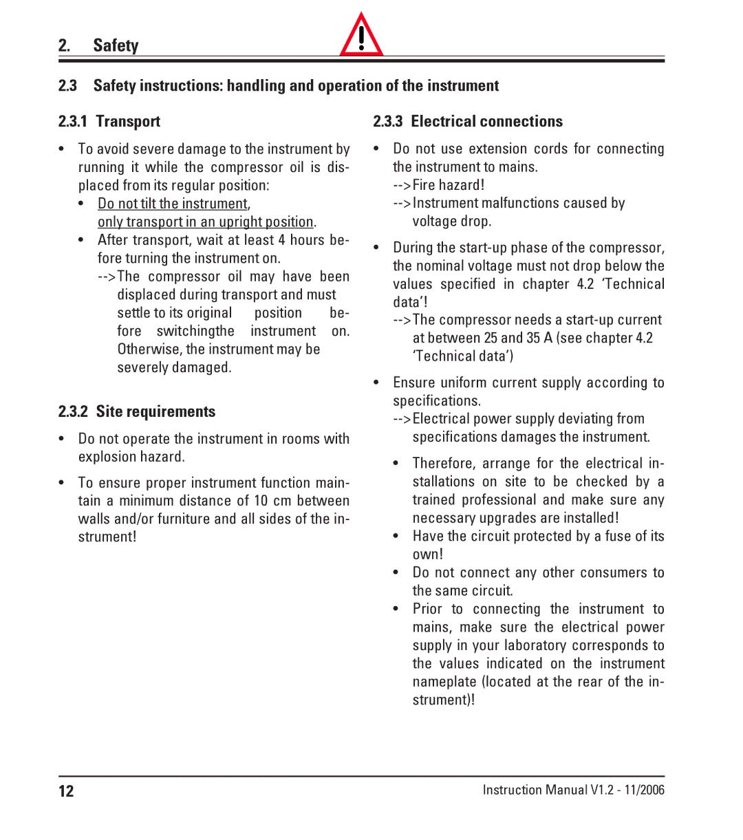 Leica CM3050 S instruction manual Site requirements, Electrical connections 