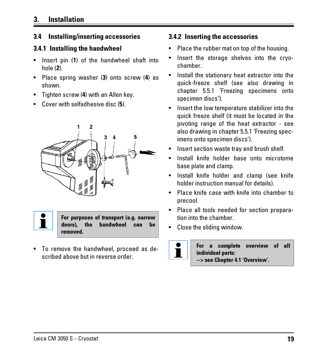 Leica CM3050 S instruction manual Inserting the accessories 