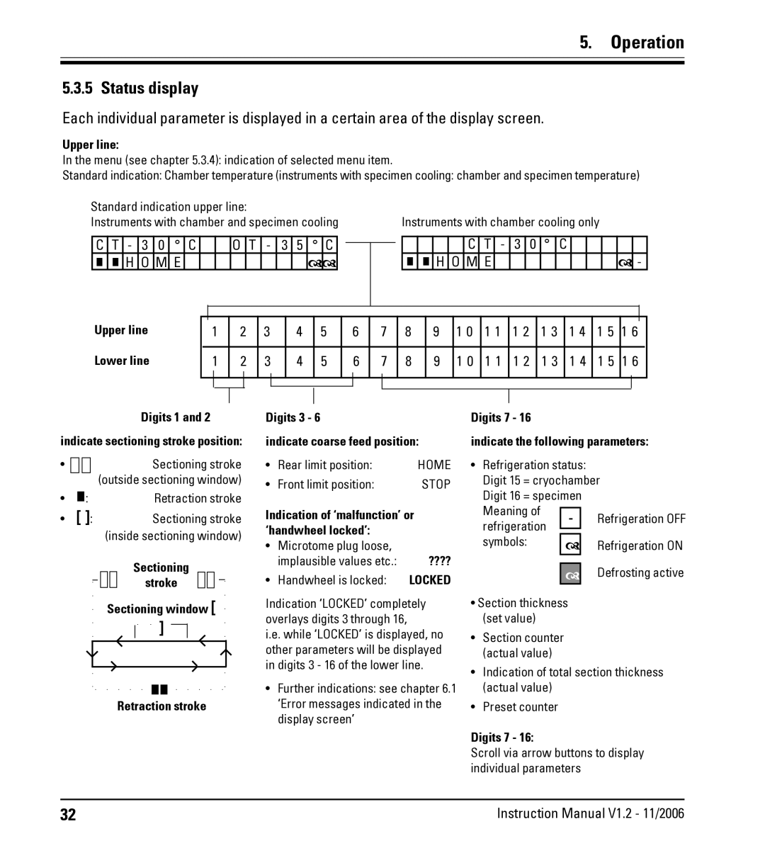 Leica CM3050 S instruction manual Status display, Stop 