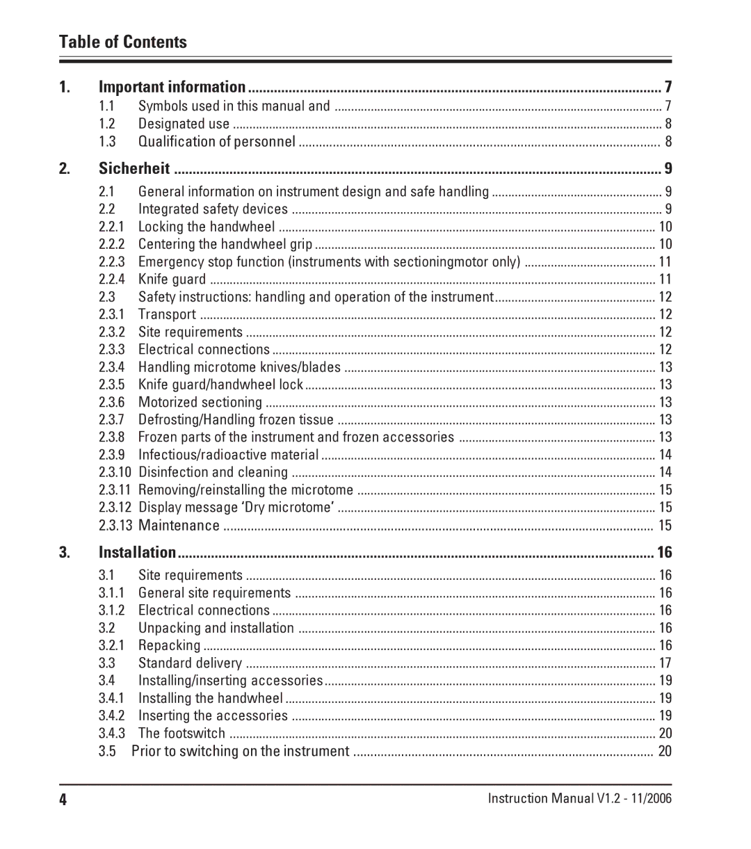 Leica CM3050 S instruction manual Table of Contents 