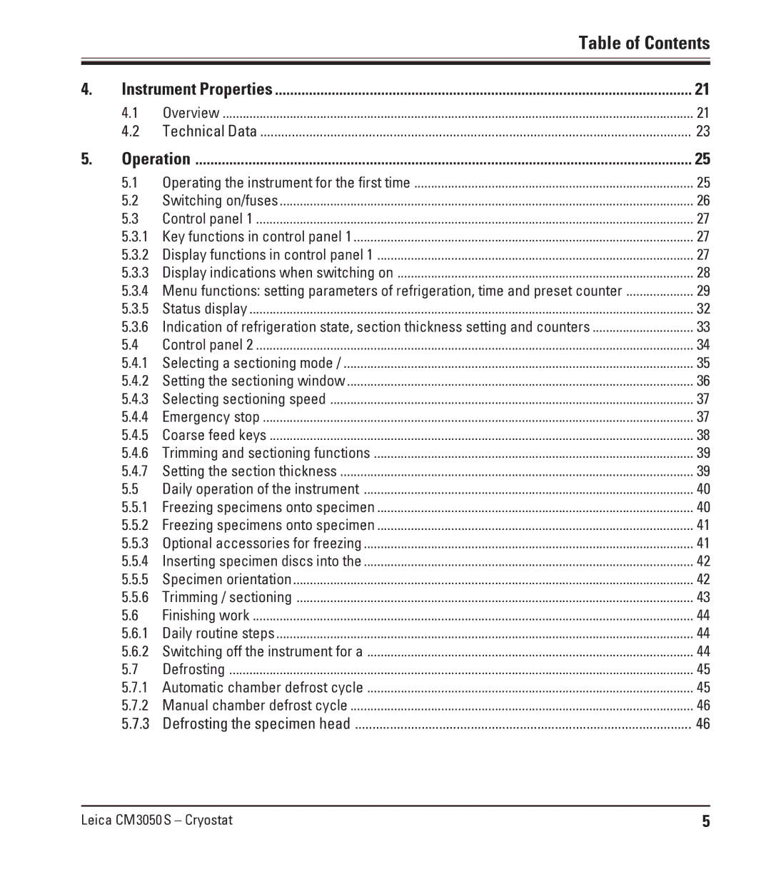 Leica CM3050 S instruction manual Table of Contents 