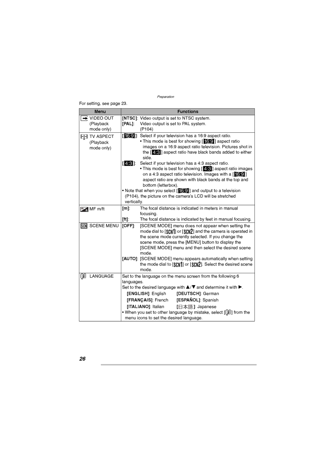 Leica D-Lux 2 manual Xvideo OUT, Pal, TV Aspect, Off, Language 