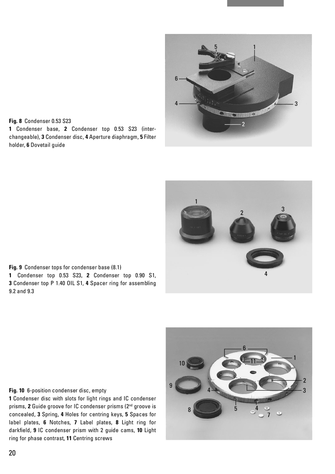 Leica DM IRB manual Position condenser disc, empty 