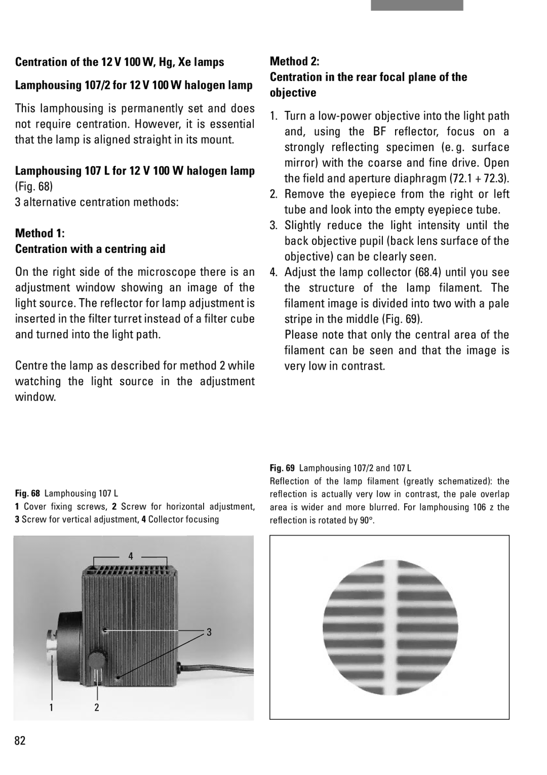 Leica DM IRB manual Alternative centration methods, Method Centration with a centring aid 