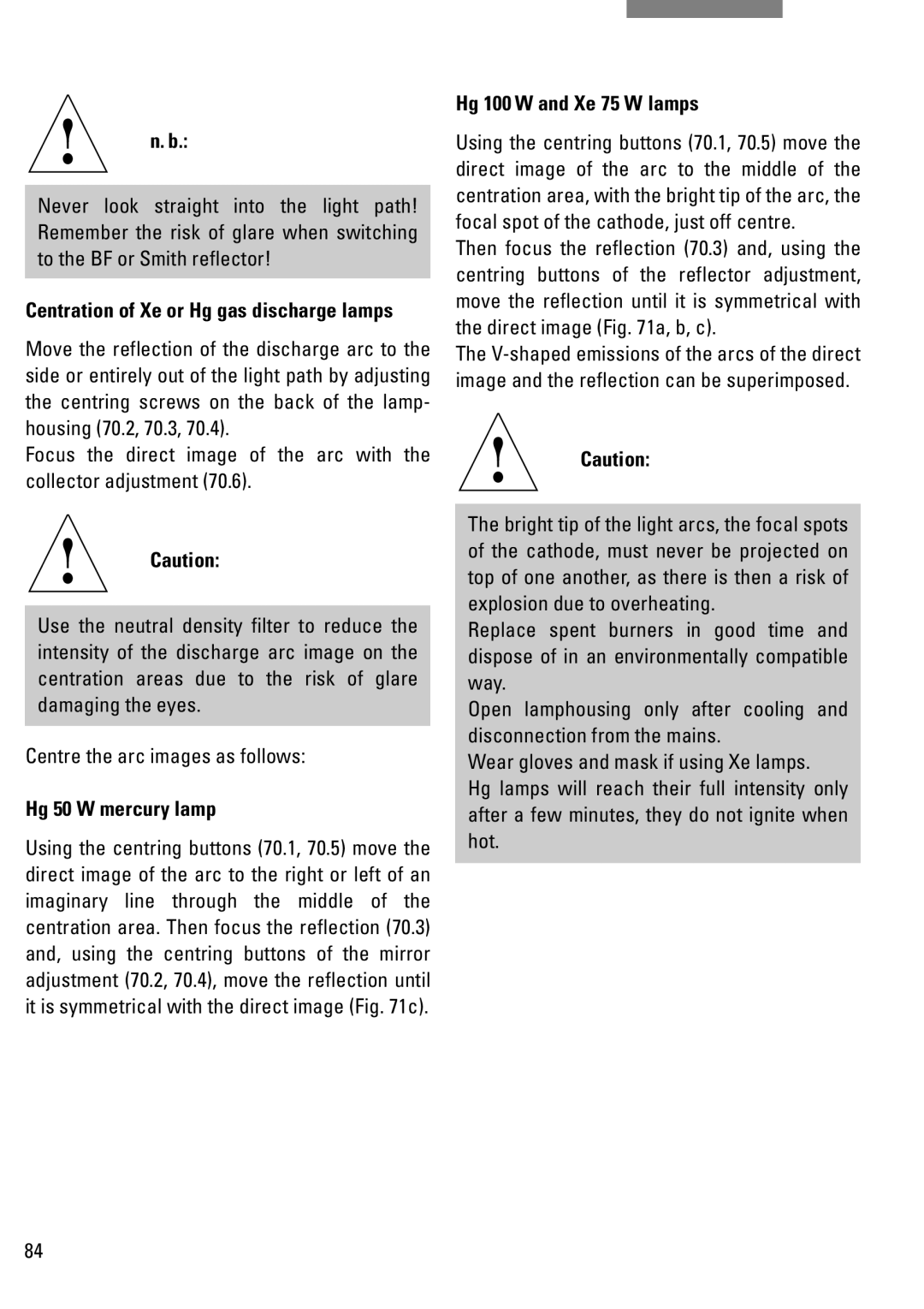 Leica DM IRB manual Hg 50 W mercury lamp, Hg 100 W and Xe 75 W lamps 