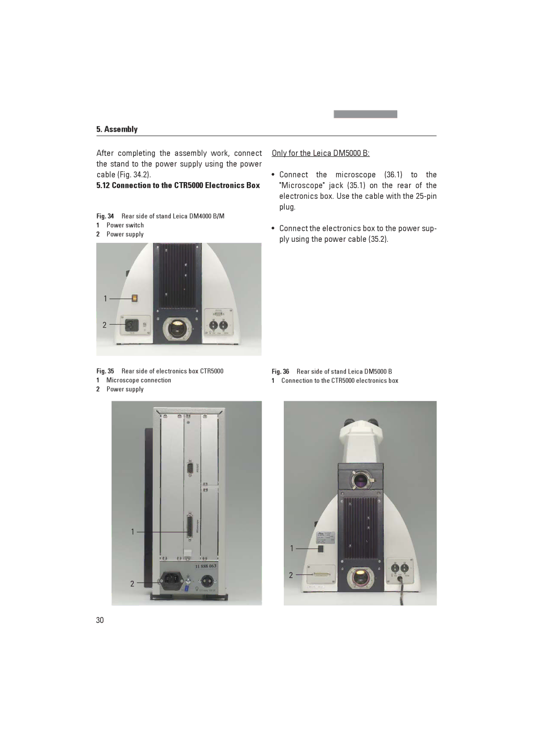 Leica DM4000M, DM4000B manual Connection to the CTR5000 Electronics Box 