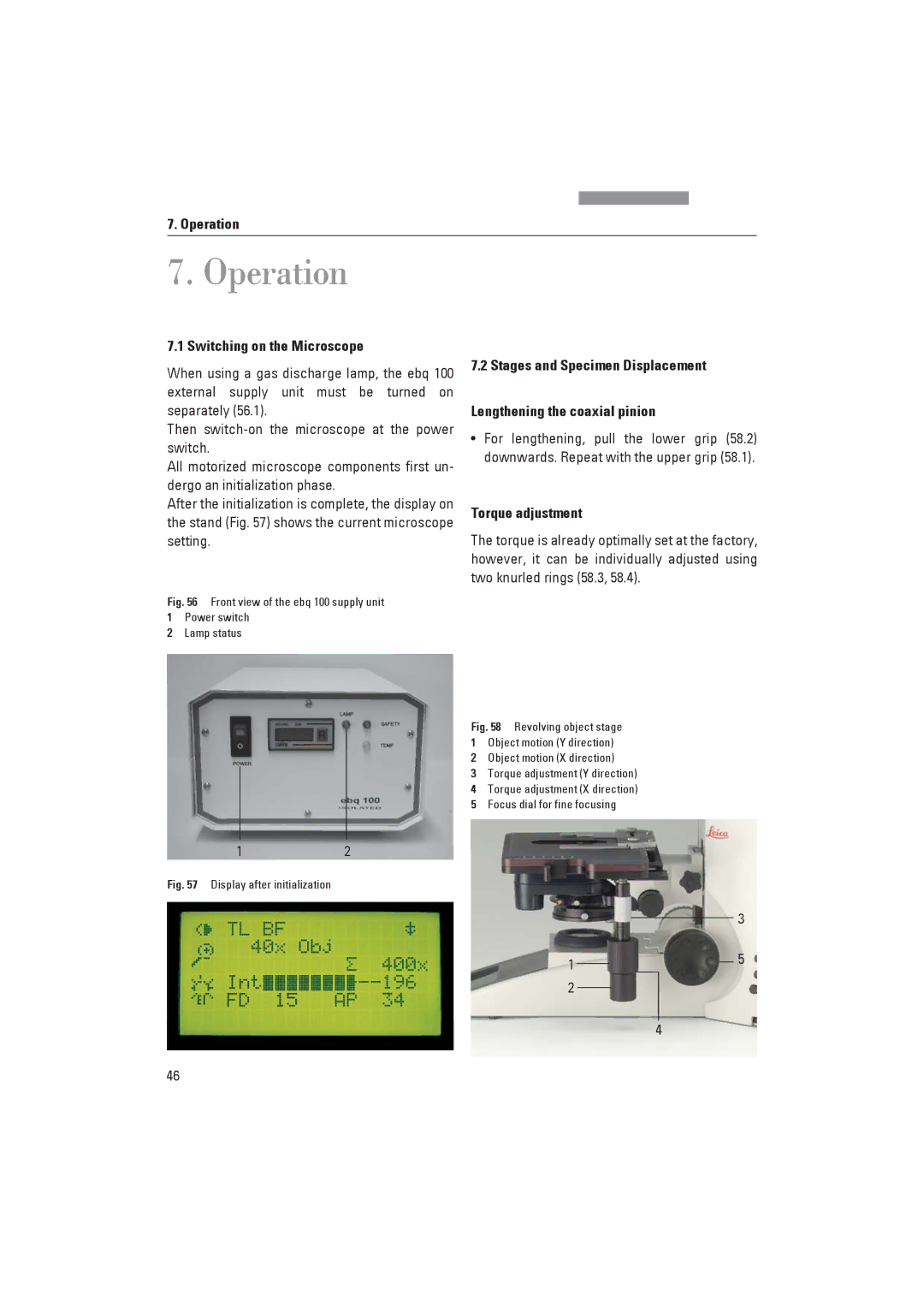 Leica DM4000M, DM4000B manual Operation, Torque adjustment 