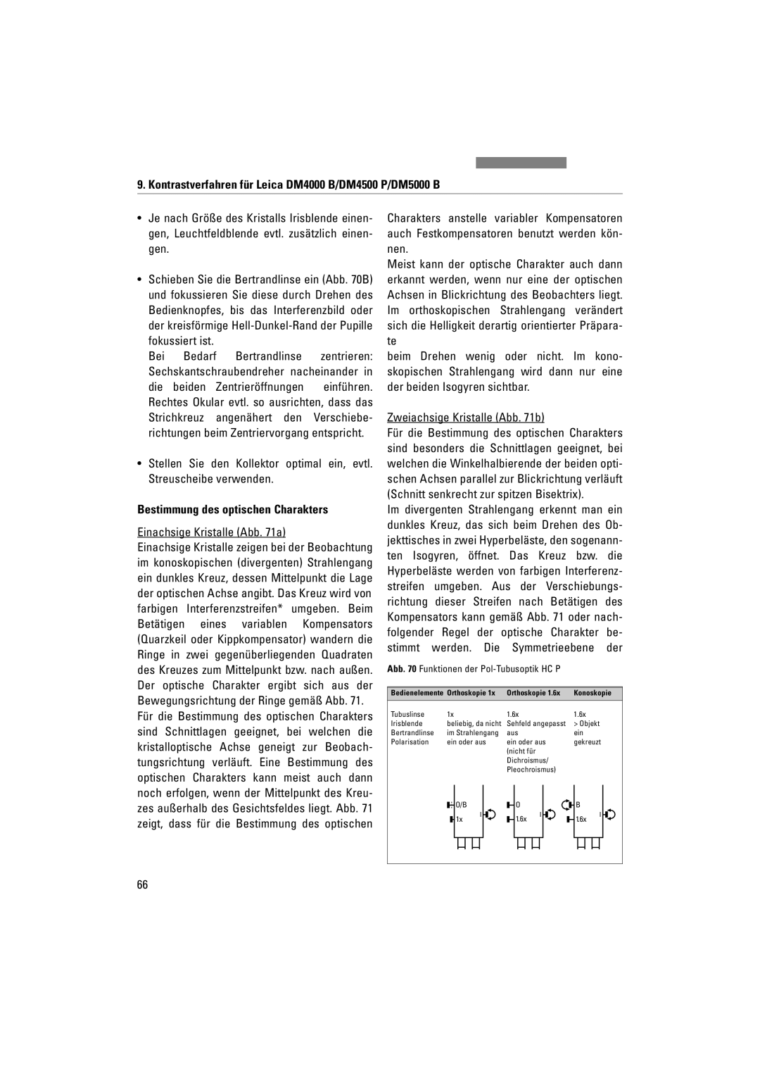 Leica DM4500P manual Bei Bedarf Bertrandlinse zentrieren, Bestimmung des optischen Charakters, Einachsige Kristalle Abb a 