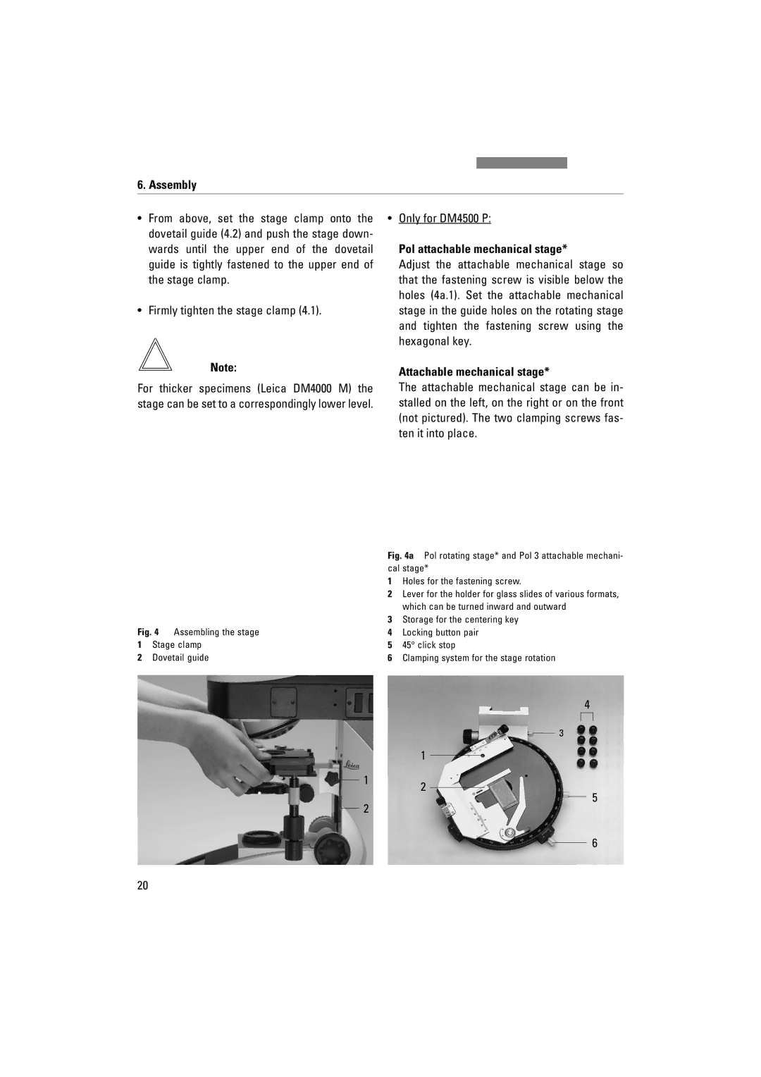 Leica DM4500P, DM5000B, DM4000M manual Pol attachable mechanical stage, Attachable mechanical stage 