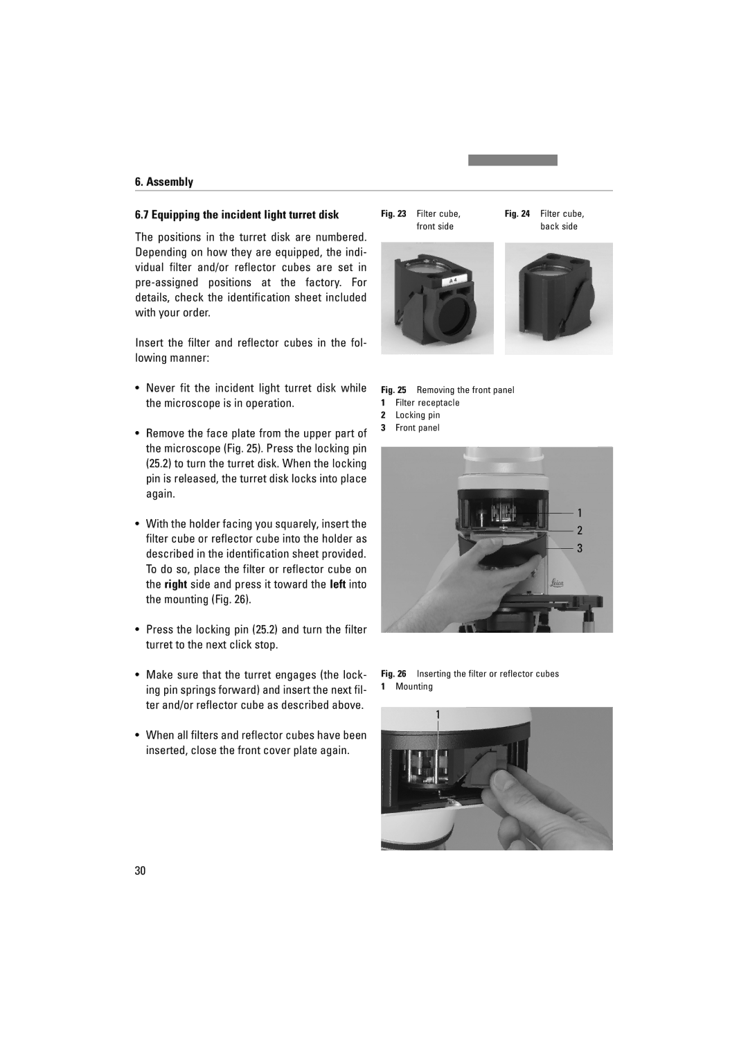 Leica DM5000B, DM4000M, DM4500P manual Equipping the incident light turret disk 